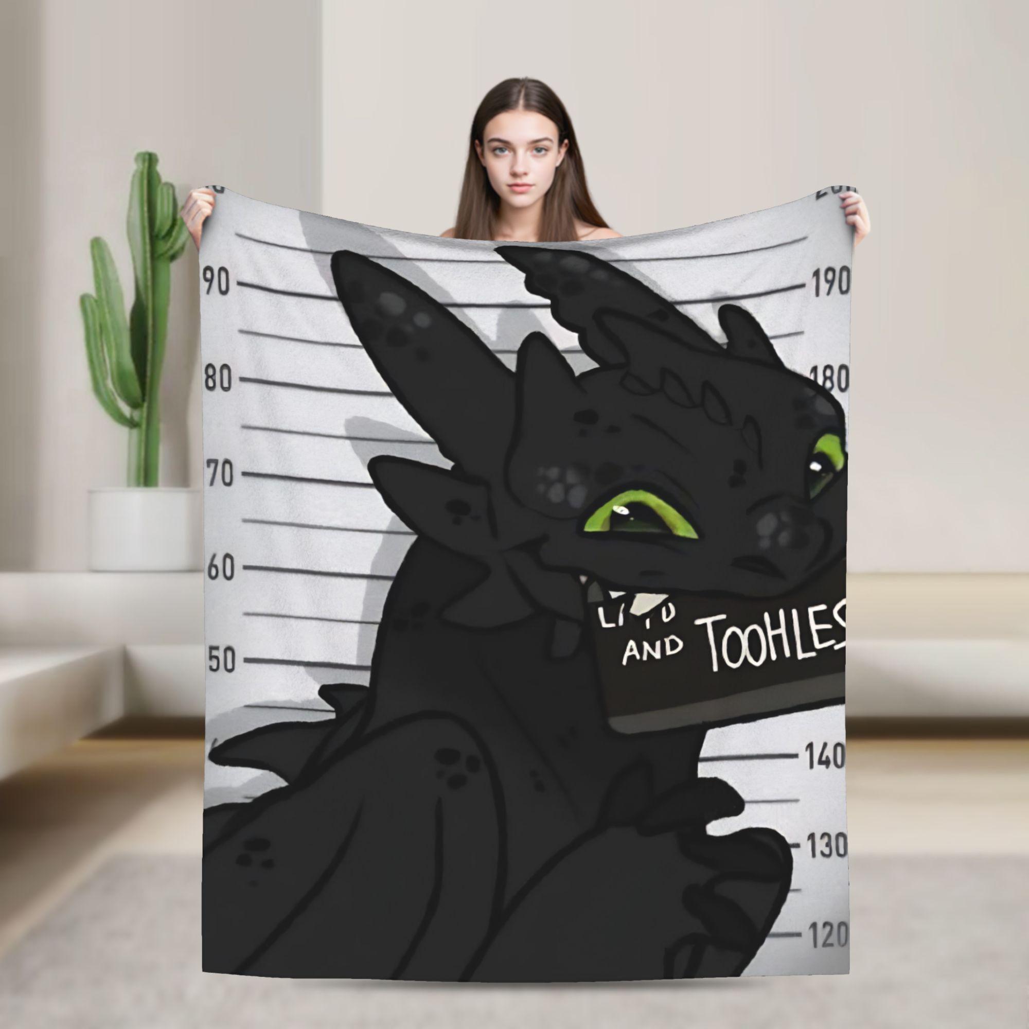 

HTTYD Стилізована ковдра з візерунком дракона Тепла плюшева плед-ковдра для дивана, крісла, подорожей, офісу Фланелева постільна накидка, покривало 76x102cm