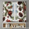 Piece Set High Definition Digital Printed Curtainschristmas Pinecones Redberries Greenbranches Nature Style Seamless Patter Curtains Made Of Polyester