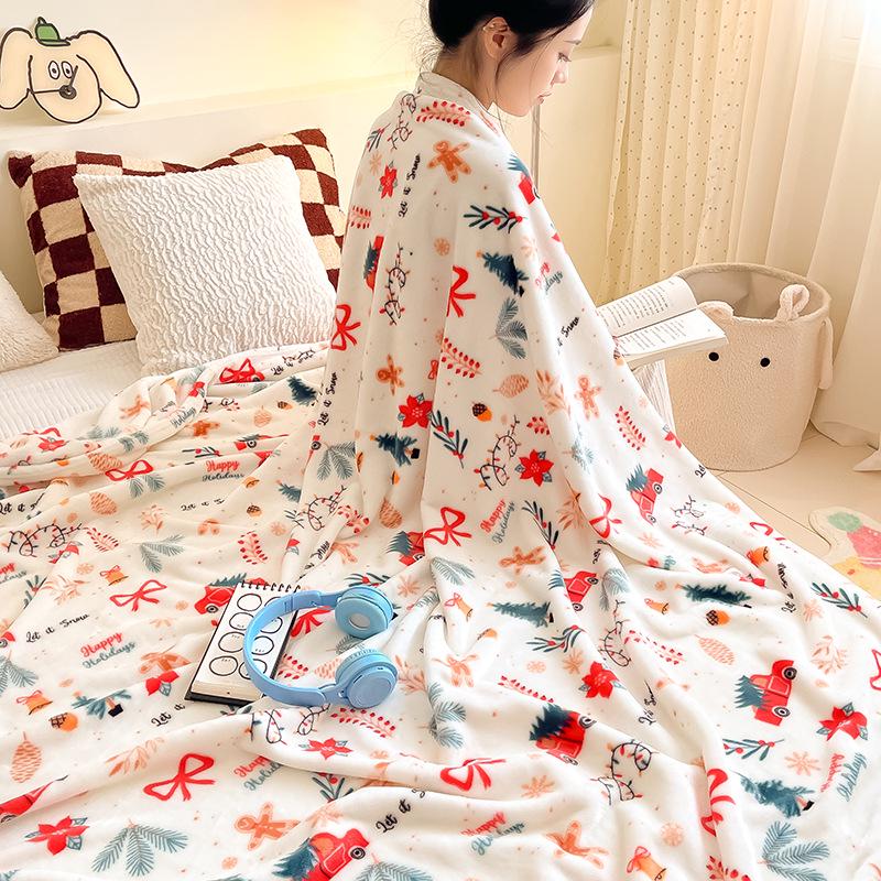 Thick Coral Fleece Christmas Sofa Blanket