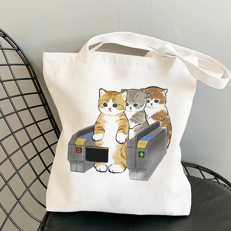 Kawaii Catshark Print Canvas Harajuku Shoulder Bag