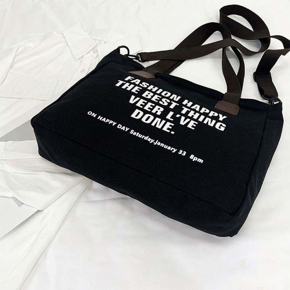 Storage Pouch Letter Canvas Shoulder Bag Large Capacity Casual Women Tote Bag Soft Underarm Bag Versatile Canvas Handbag Travel