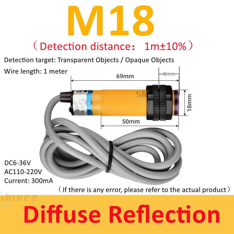 1PCS E3F-DS30C4 Proximity Switch Photoelectric Sensor Switch NPN PNP DC6-36V 30cm Detection Range Adjustable Diffuse Reflection