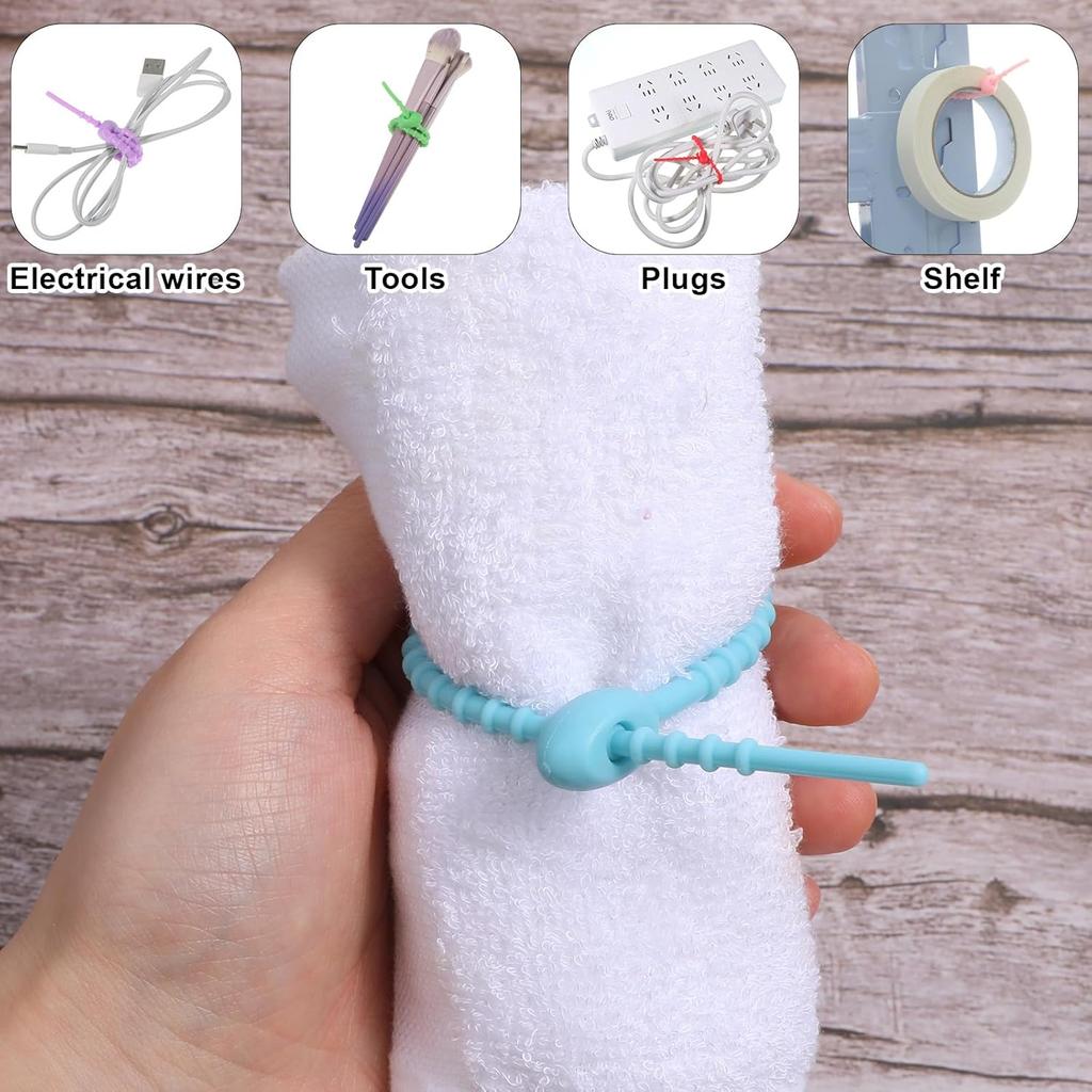 10-500pcs Twistable and Multifunctional Cable Wire Organizer 80Pcs Silicone Cord Management Ties for Earphone Lines