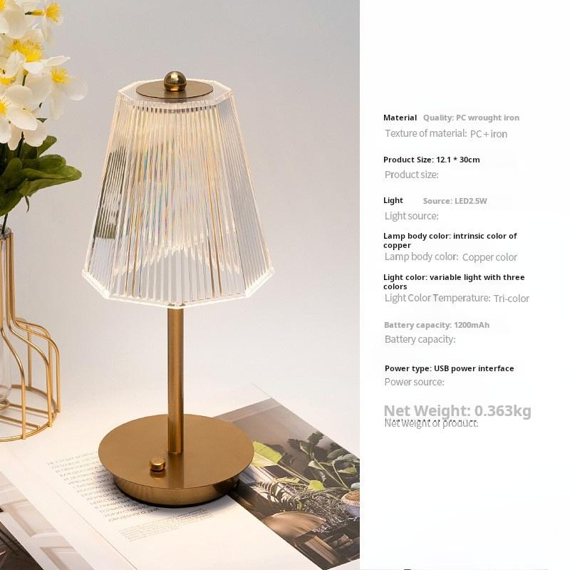 LED Table Lamp Touch Sensor USB Rechargeable Night Light 3 Color Wireless LED Bedside Lamp Atmosphere Restaurant Hotel Bar