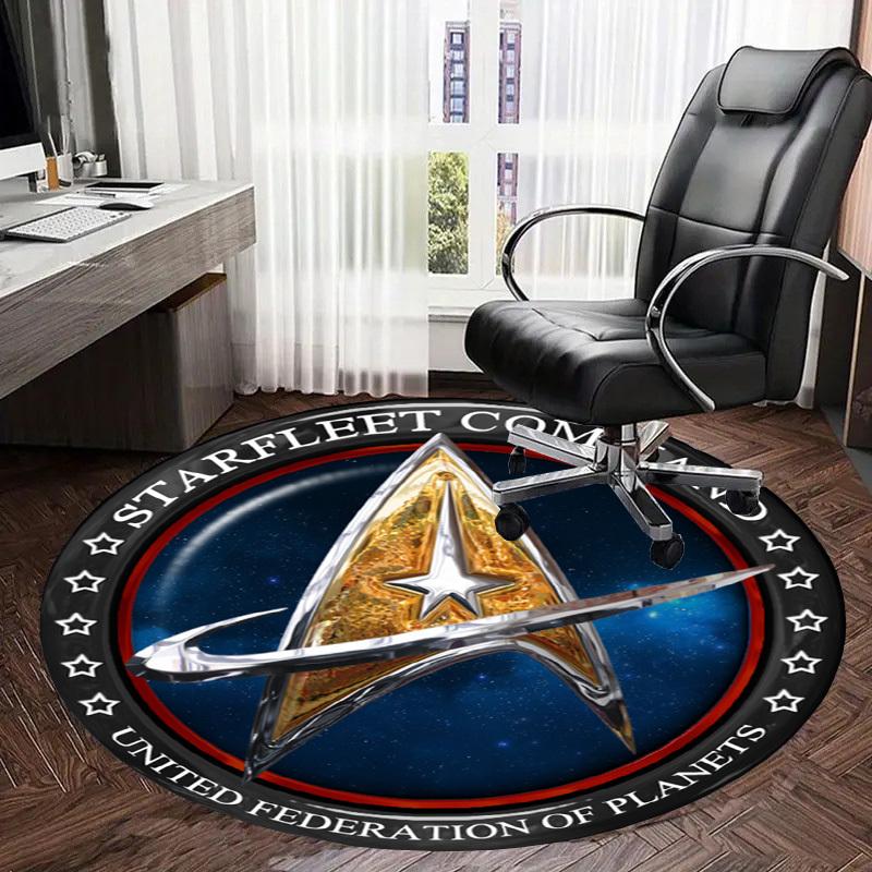 1pc Starfleet Command Emblem Round Carpet, Made of Polyester,Perfect for Decorating Office Chairs, Living Rooms, A Vibrant Decorative Rug