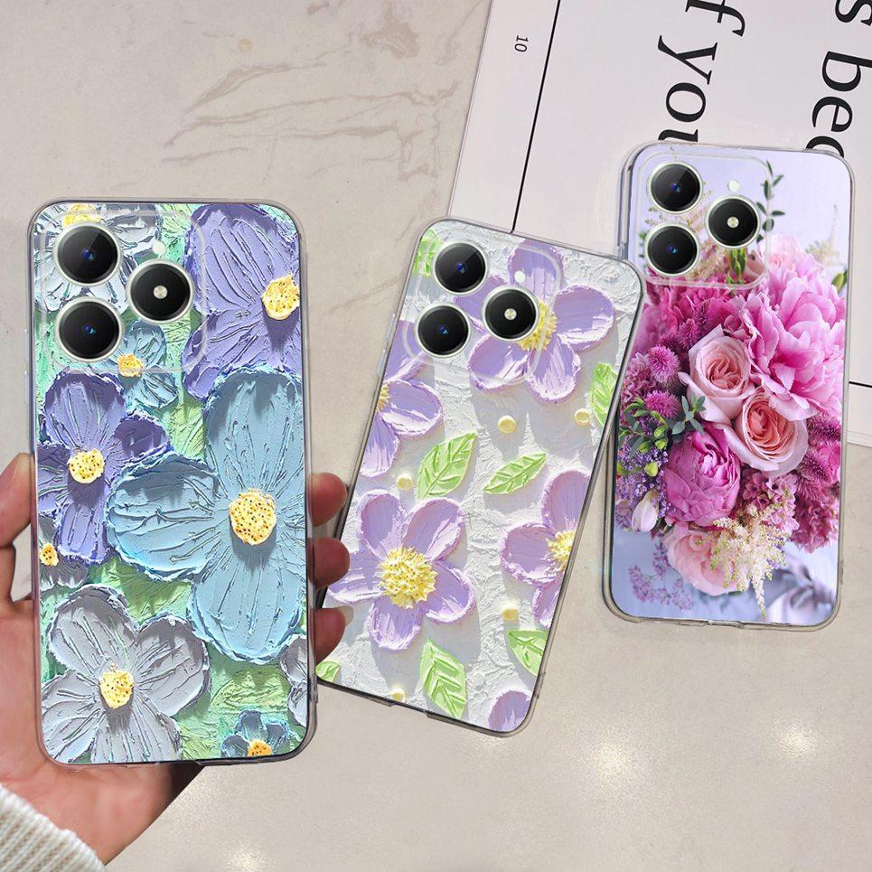 Voor Realme C63 C61 Narzo N61 N63 Hoesje Bloemen Vlinder Dames Mode Achterkant Transparant Zacht Slank Siliconen Bumper Shell