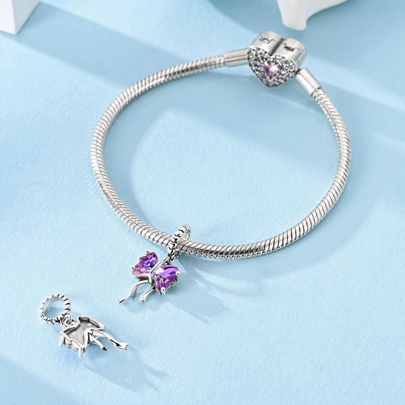 Copper Colorful Bow Pendant Charms Jewellery Fit Originalbracelet Necklace For Women Diy Gift