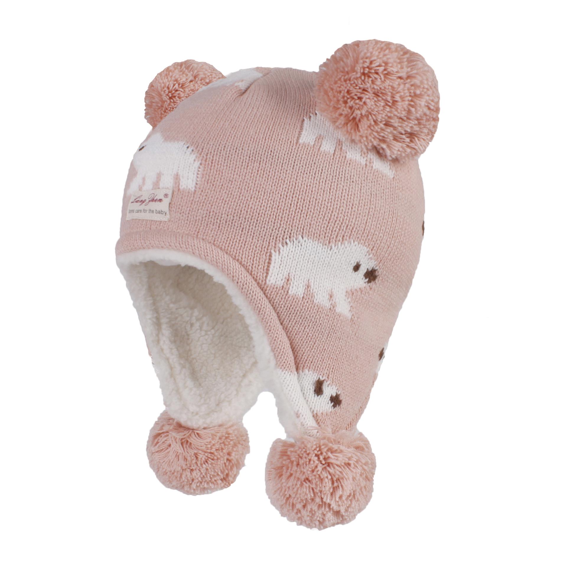 

Детская жаккардовая вязаная шапка Langzhen с флисовой подкладкой и защитой ушей L (50-52CM) 2-3Y розовый