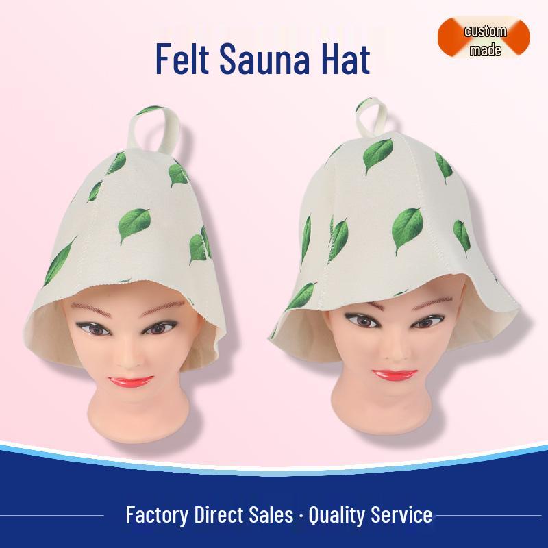 High Temperature Resistant Sauna Bath Hat - Thickened, Heat-Insulating, Water Absorbent, Printed Chemical Fiber
