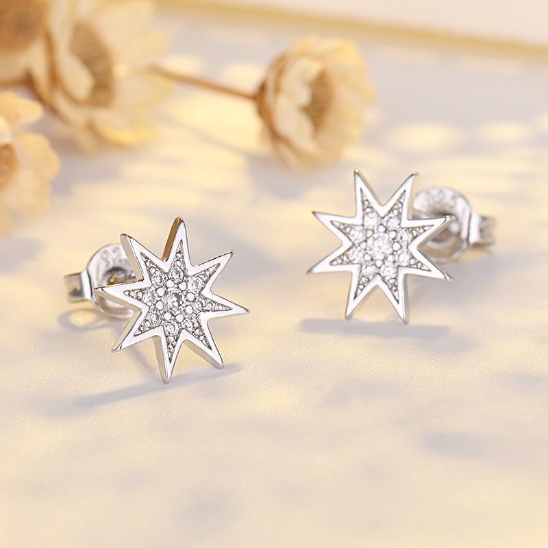 Octagonal Star Earrings Sweet Small Fresh Forest Female Student Hexagram Earrings