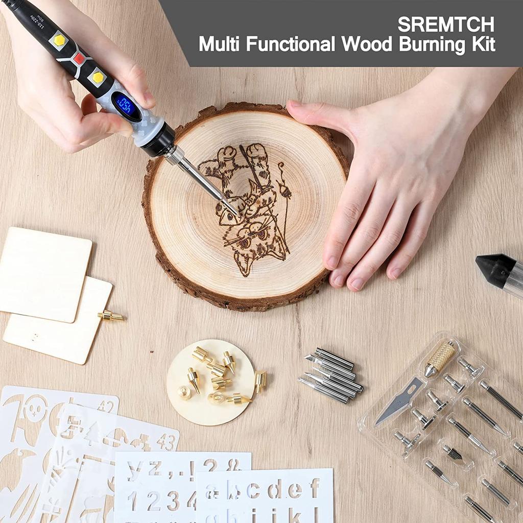 45 IN 1 Soldering Iron Kit 80W Pyrography Set Temperature Adjustable for Cork Leather Engraving Wood Carving