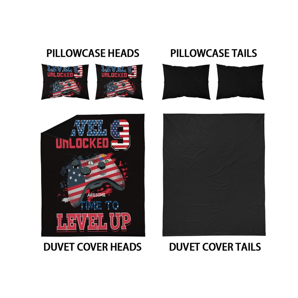 3-piece Down Duvet Cover Set with Game Controller Pattern Digital Printing (1 Duvet Cover+2 Pillowcases, No Core) Bedding Set