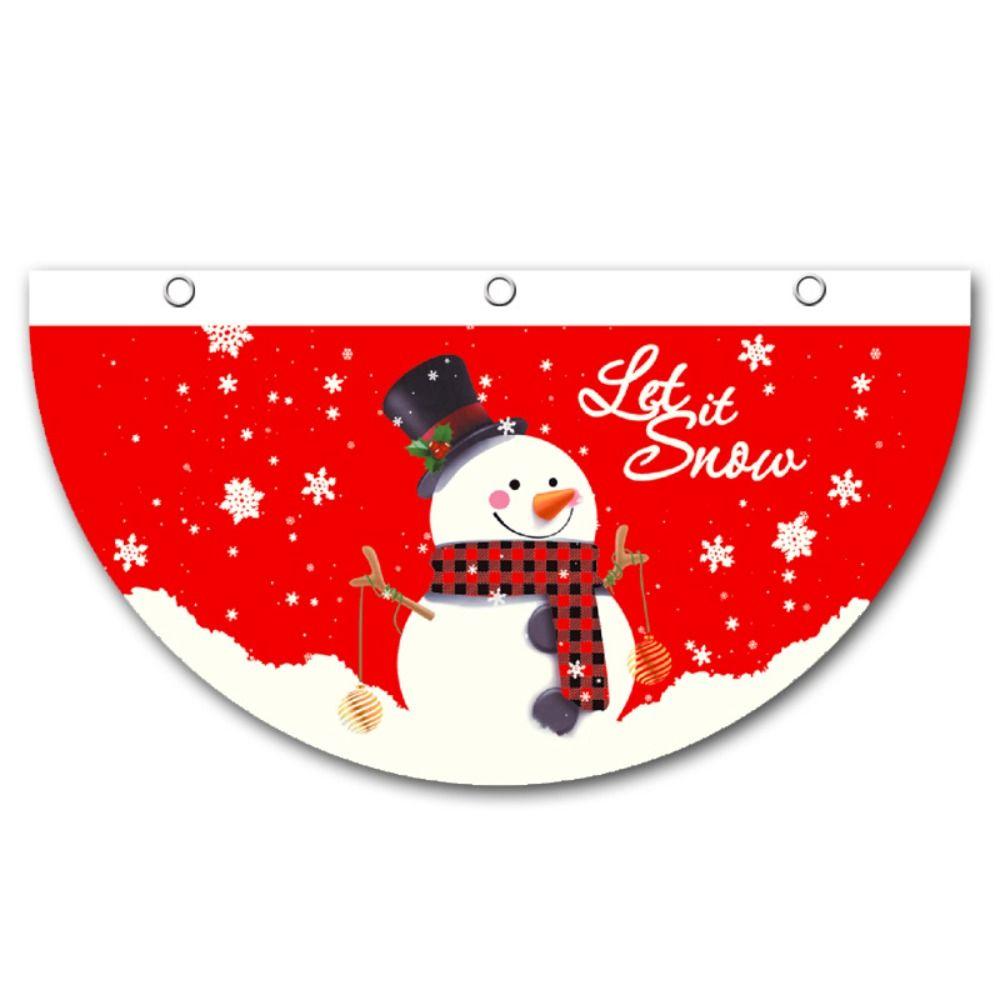 Snowman Christmas Bunting Fan Flag Polyester Christmas Railing Hanging Pendant  Christmas