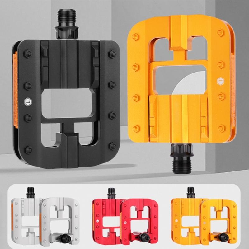 Folding Bike Pedals with Reflective Strips Wide Flat Cycling Foldable Pedals NonSlip Cycling Pedals for Folding Bike