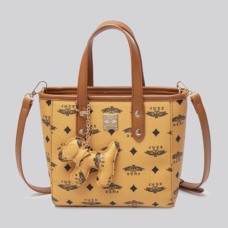 Printed bucket bag women's new autumn and winter niche handbag vegetable basket versatile commuter shoulder messenger bag