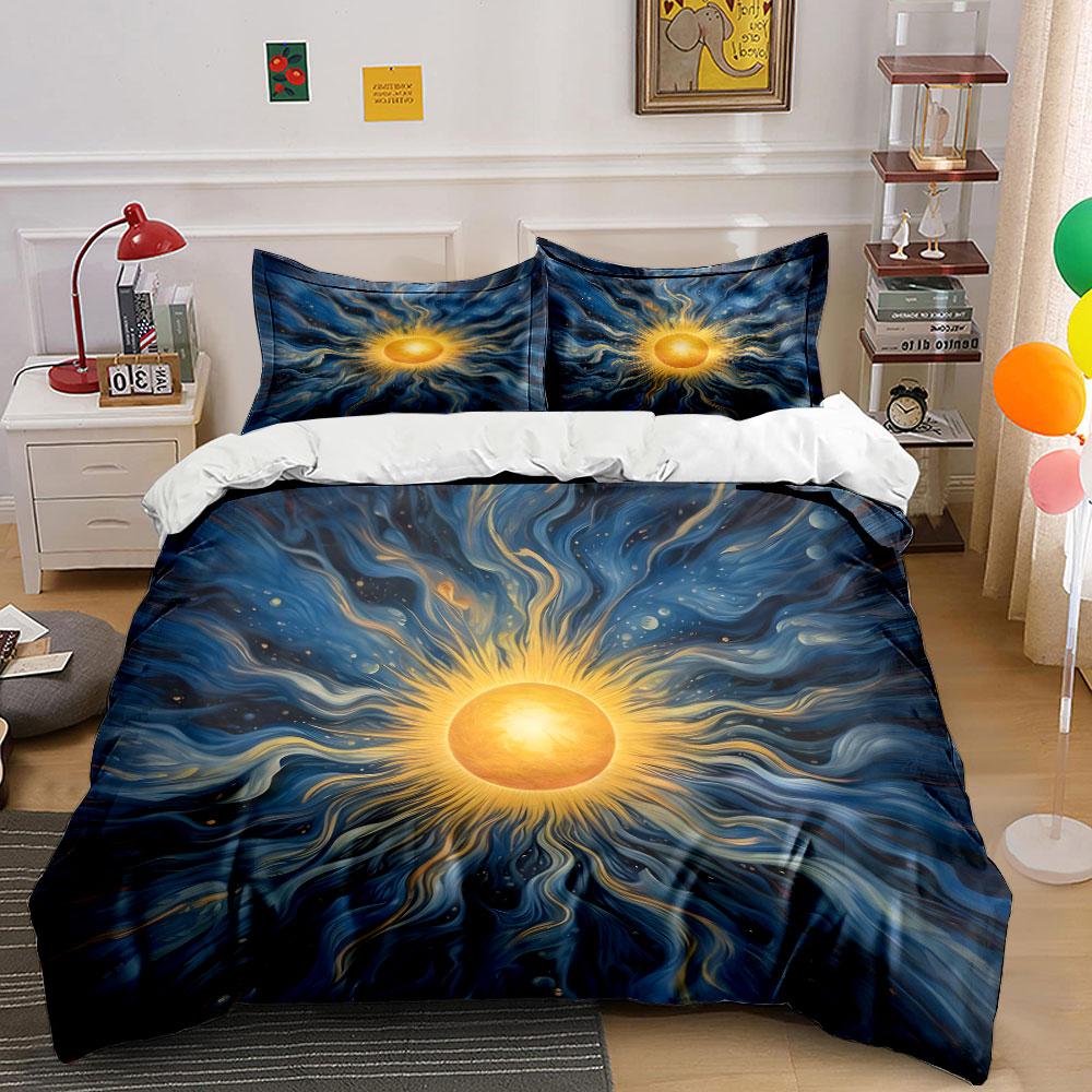 Sunburst Art Decor Set Bedding Set with 1 Duvet Cover 2 Pillowcases Single Double King Queen, Gift