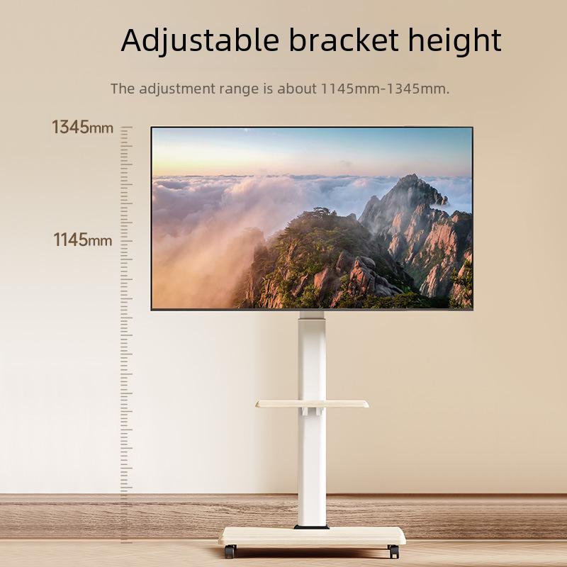 Youbei Mobile TV Stand for Xiaomi, Hisense, TCL - Floor-Standing White Solid Wood Art Cart