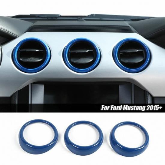 Console Air Conditioner Vent Outlet Trim Cover Ring for Ford Mustang 2015+Blue