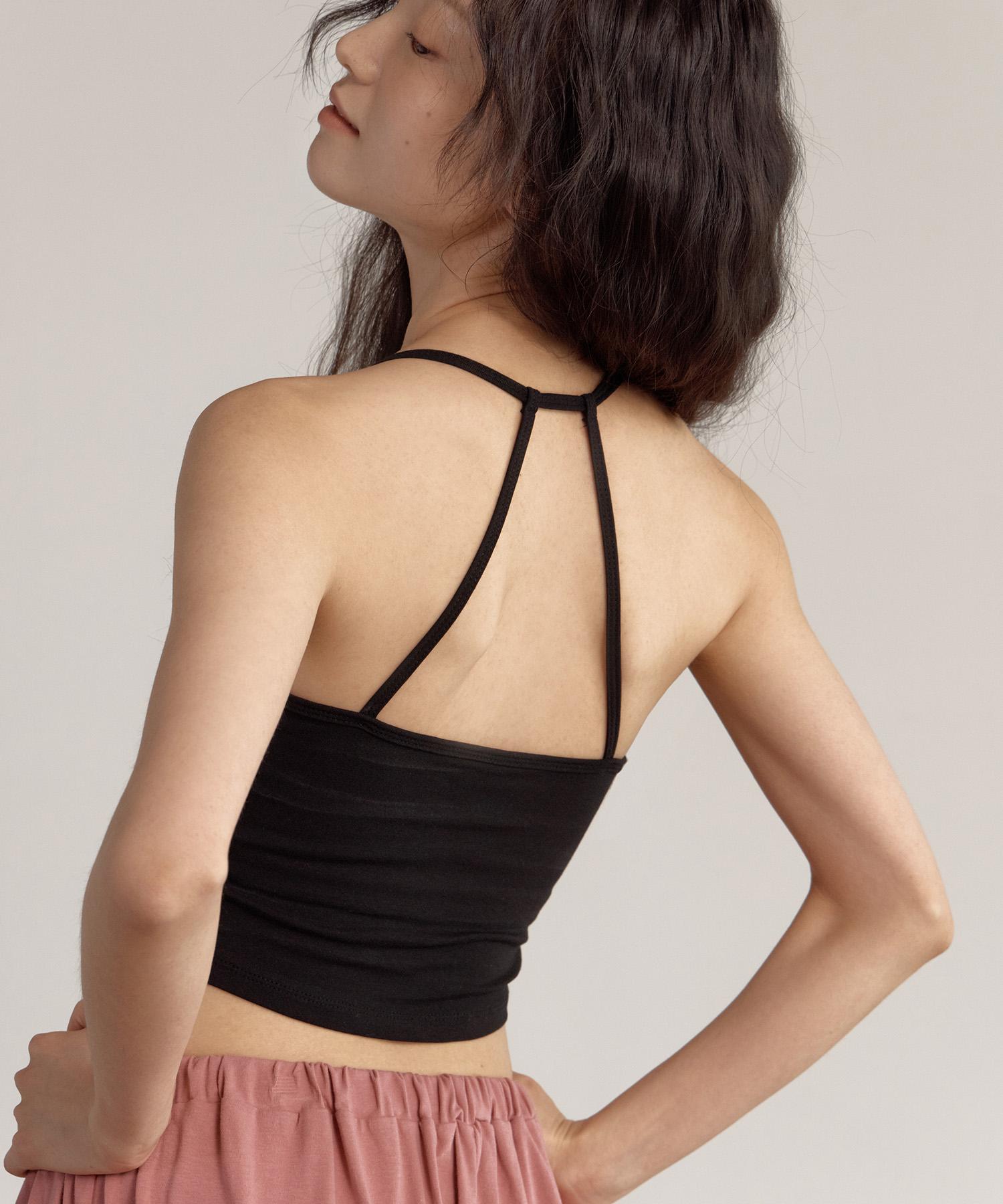 Diyani Breathe Deeper Crop Tank (Dark Black) M