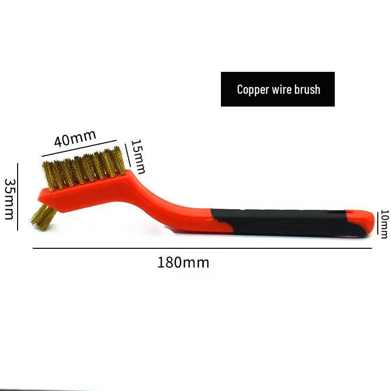 Double-Headed Wire Brush Set: Steel, Copper, Nylon for Rust and Crevice Cleaning