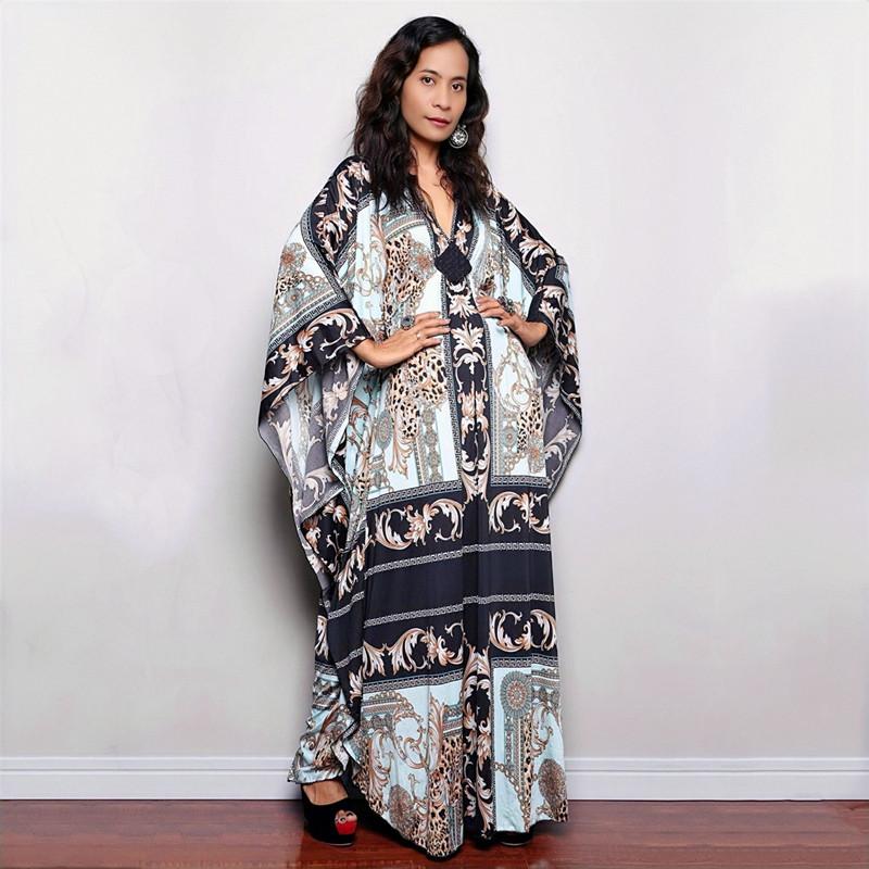 2022 Print Cover-ups Sexy Hand Weaving Deep V-neck Summer Beach Dress Tunic Kaftan Women Beachwear Swimsuit Cover Up Robe De Plage Q1289