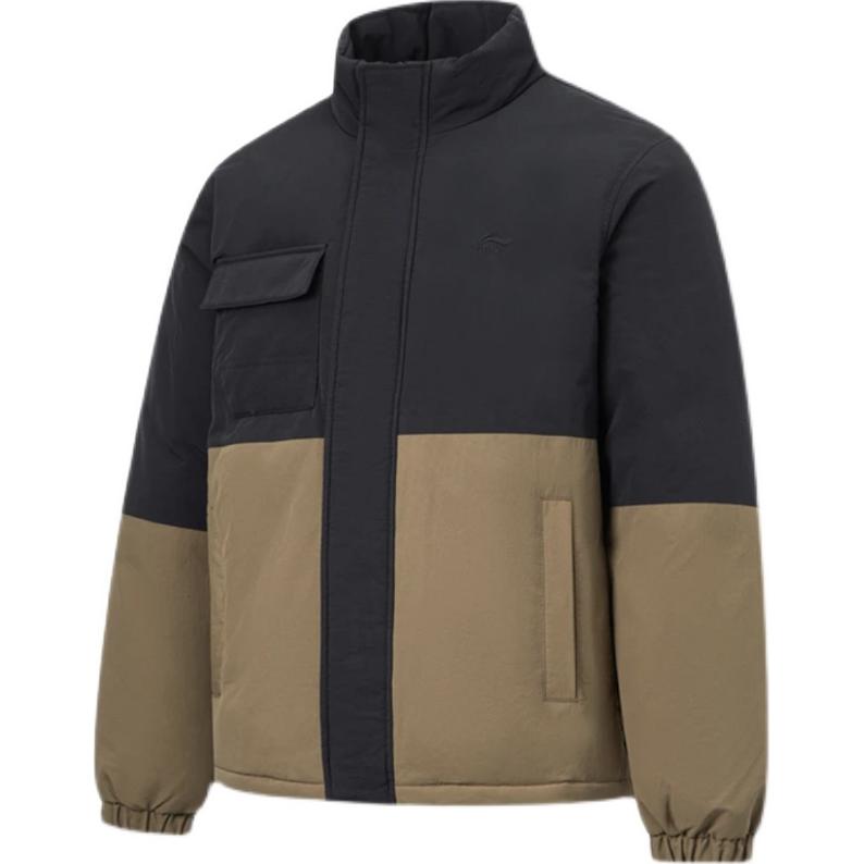 

Li Ning Color Block молния воротник стойка удобная дышащая универсальная куртка мужская верхняя одежда черный коричневый AYMT207-1 XL