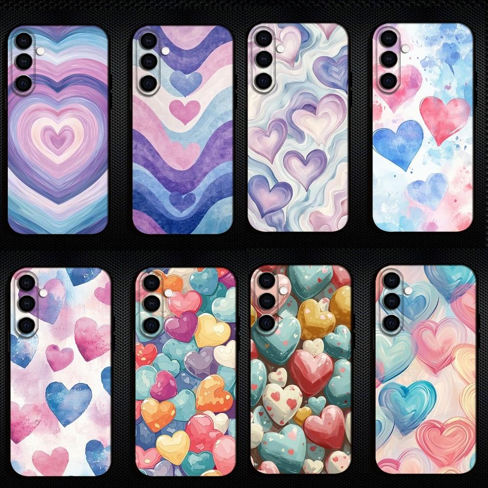 Süßes Herz Ästhetisches Muster Handyhülle Für Samsung Galaxy A73/A72/A71/A70/A53/A52/A51/Andere Weiche Schwarze Hülle