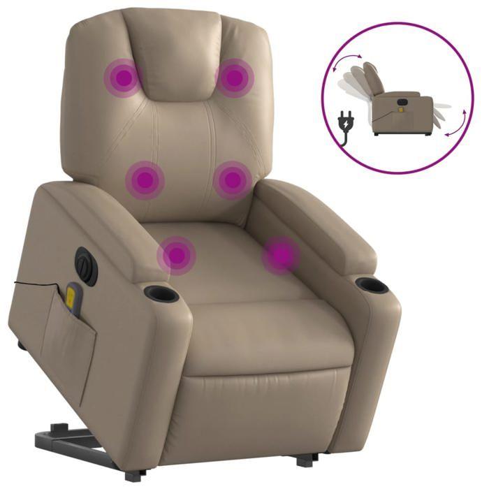 VidaXL Electric Massage Recliner Armchair Cappuccino Faux Leather 3204457