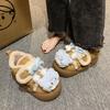 Fashion Women's Fashion Flat Shoes Winter New Round Head Suede Cartoon Decoration Thick Soles Soft Soles Non-slip Low Top Shoes