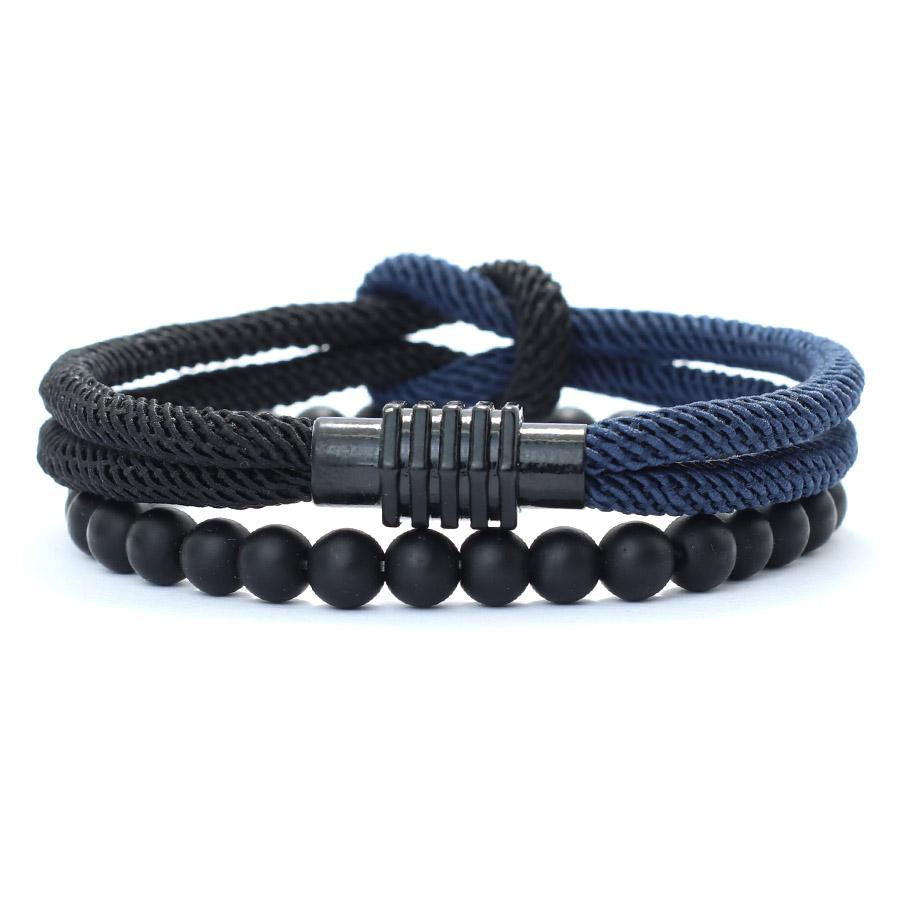 Stylish 2Pcs/Set Men Bracelet Stylish Knot Rope Braslet Distance Magent Buckle Yellow Blue Ukraine Braclet Pulsera Hombre Joias