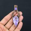 Ametyst, Czaroit Kamień Szlachetny Owijany Drutem z Czystej Miedzi Ręcznie Robiony Wisiorek Biżuteria