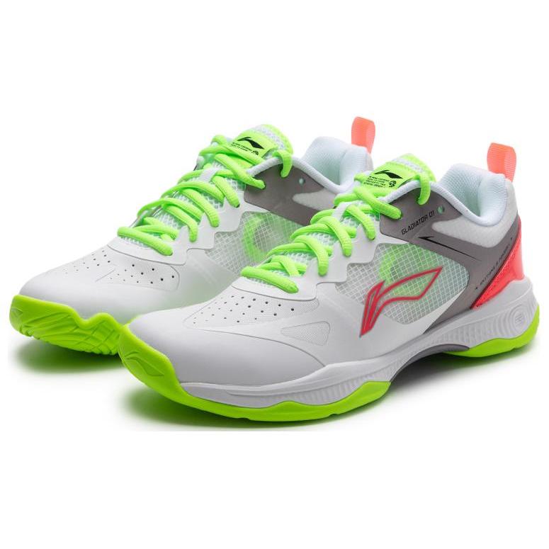 Li Ning Gladiator Cushioning, Wear Resistant Low Top Badminton Shoes Unisex Fluorescent Flame Red AYZT011-2