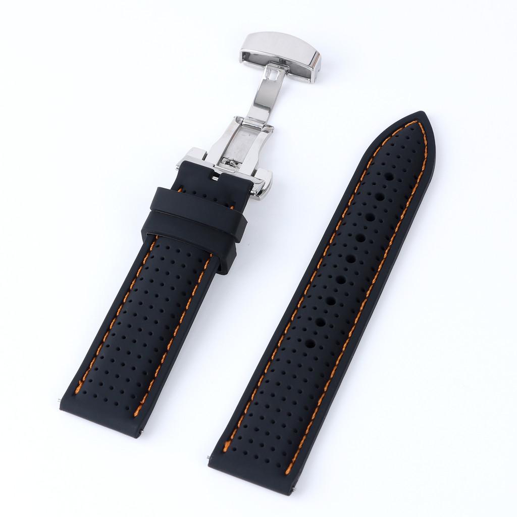 20mm 22mm Premium Silicone Watch Band Butterfly Buckle Waterproof Soft Rubber Strap Breathable Strap Replacement Universal Watch
