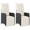 Garden Chair with Cushions 2 pcs Adjustable Black Poly Rattan