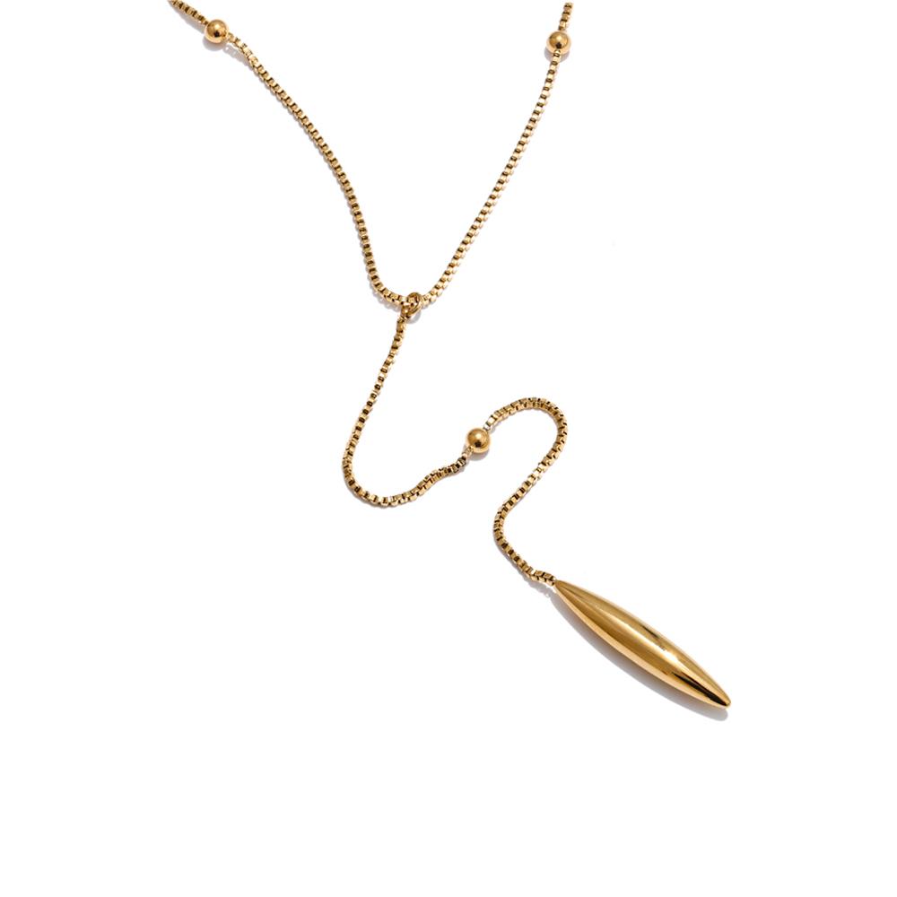 

Yhpup Waterproof Sexy Fashion Stainless Steel Chain with a Pendant Drop Attractive Golden Necklace Water Resistant Jewelry Gift