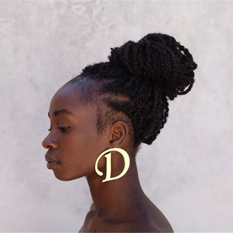 

Крупные серьги из нержавеющей стали, персонализированные увеличенные серьги с буквой AZ