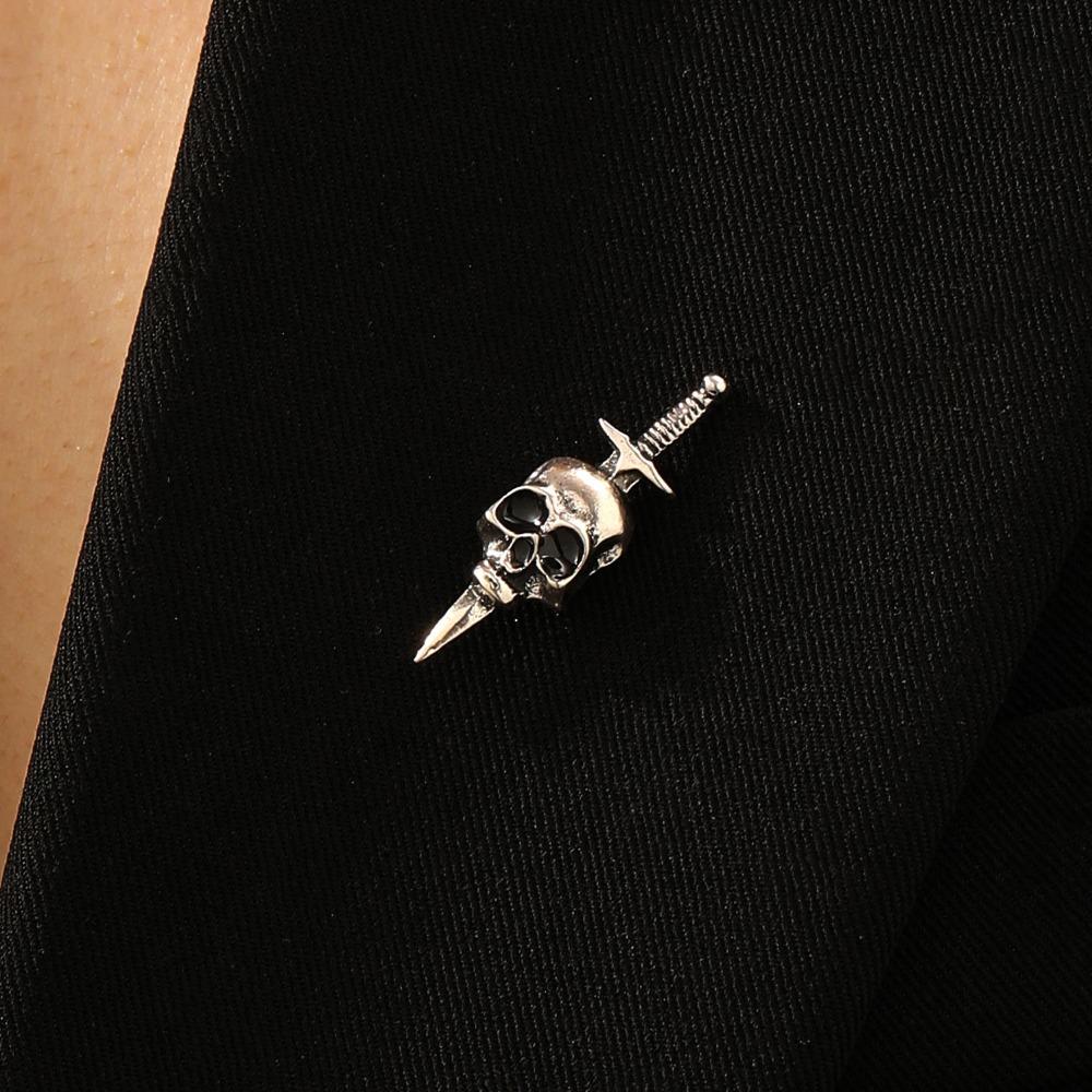 Dark Gothic Full of Black Rhinestone Spider Broochs for Men Women Halloween Retro Punk Skull Pin Personality Decorative Jewelry