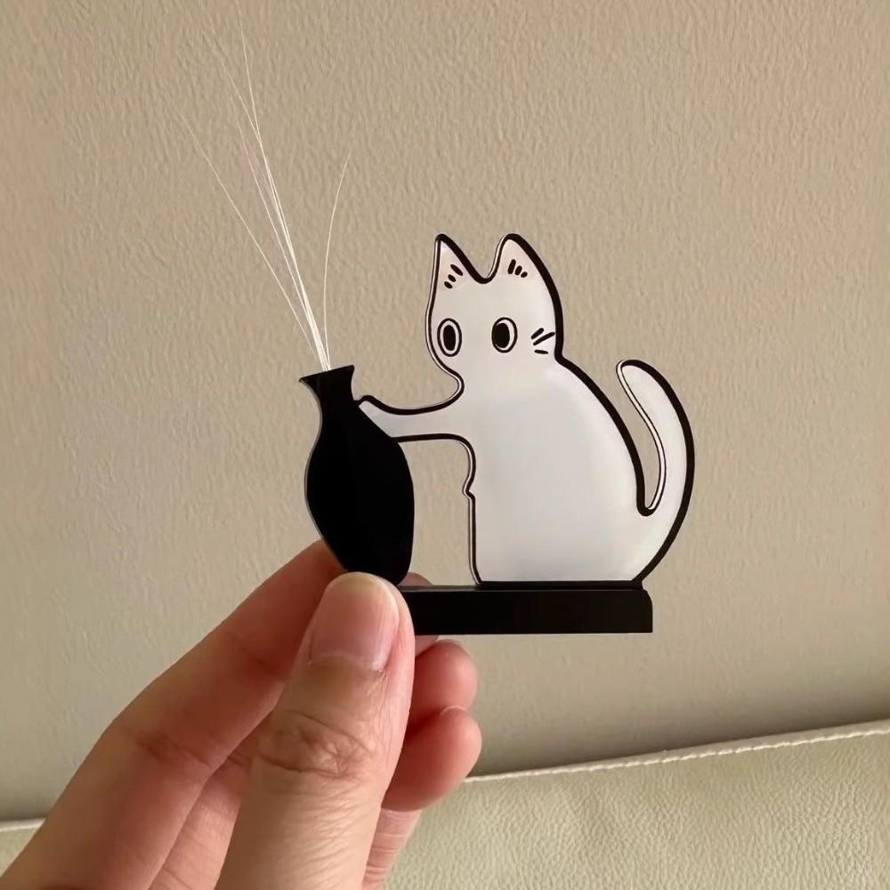 Cartoon Cat Hair Storage Box Moisture Proof Kitten Pushing Vase Magnetic Pet Lovers