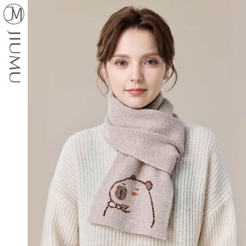 JIUMU Women's Thick Warm Knitted Wool Scarf