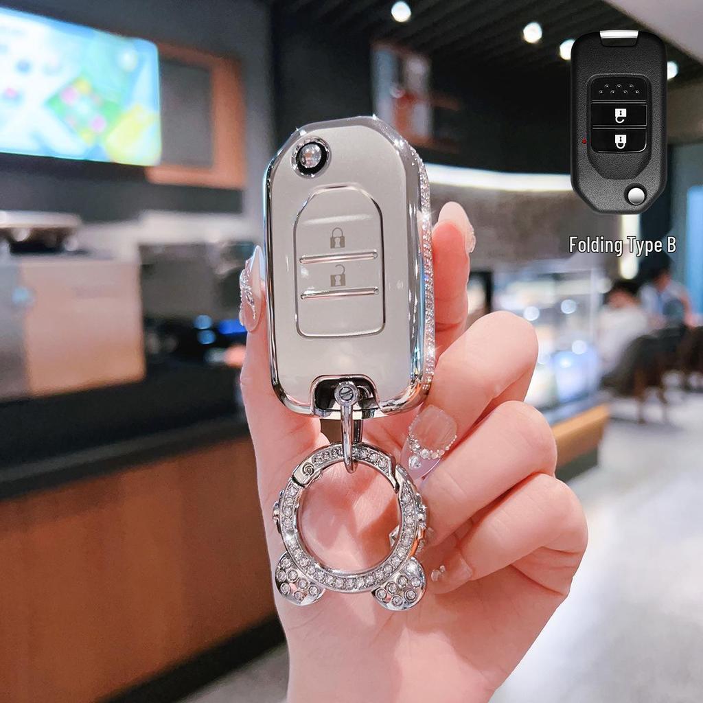 Compatible Key Cover for GAC Honda Vezel (2/3-Button), Accord 9th Gen Shell, Breeze Men's Key Bag