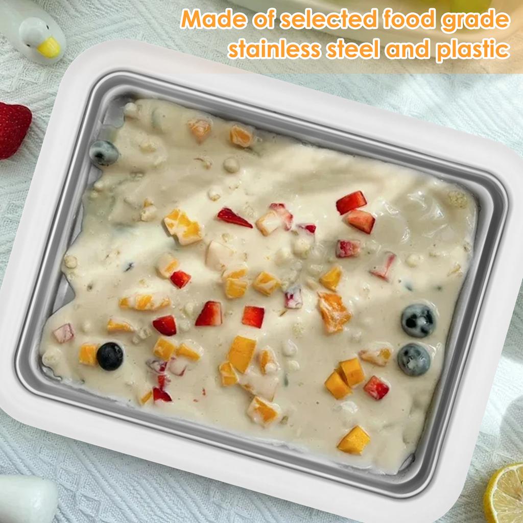 Rolled Ice Cream Tray DIY Frozen Yogurt Maker Trays with 2 Scrapers Portable Rolled Ice Cream Maker Kit for Home Ice-cream Tools