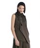 Teulimingbeodeu Draped High Neck Set-Up Sleeveless Top [ Brown ]