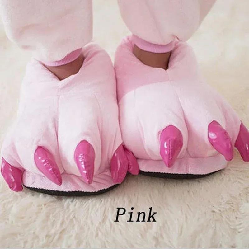Fashion Winter Soft Warm Monster Dinosaur Paw Funny Slippers for Men Women Kids Parent-child Home House Slipper Shoes Room Cotton Shoes
