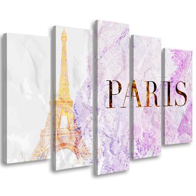Five Piece Picture Canvas Print Paris Eiffel Tower Glamour