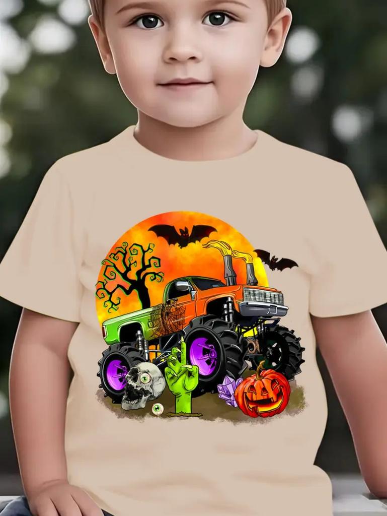 Happy Halloween Fashion Kids' T-Shirt Summer Casual Tops Spooky Short-Sleeved Halloween Pumpkins Print T-Shirts Halloween Gifts