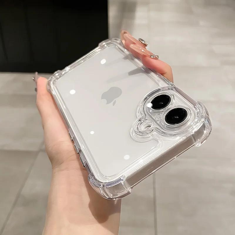 Luxury Shockproof Transparent Case For iPhone 17 16 15 14 Plus 13 12 11 Pro Max Soft Bumper Hard Acrylic Back Cases Cover