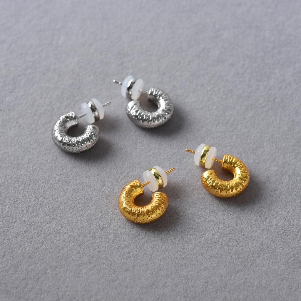 Premium Metal Texture Circle Earrings S925 Silver Needle Earrings Fashion Versatile Premium Trendy Temperament Earrings