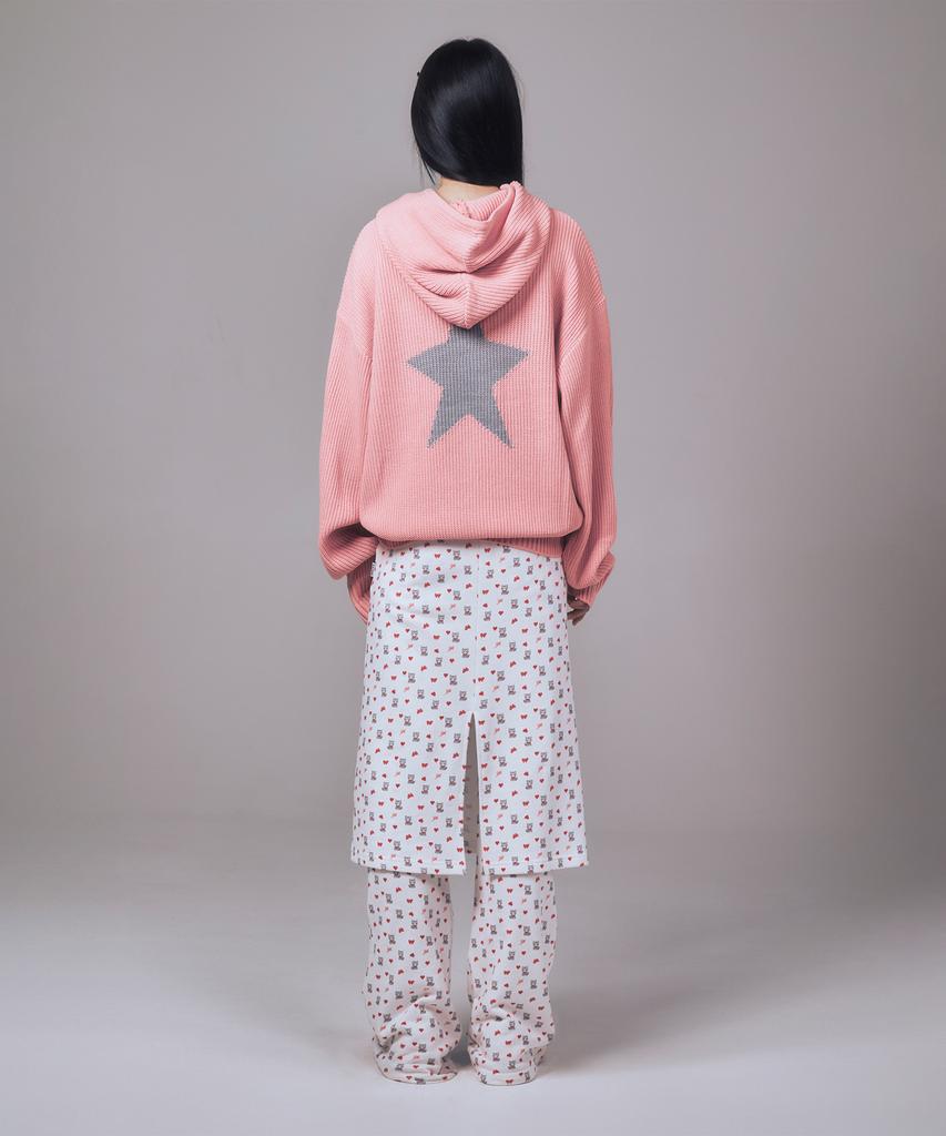 YOUHEE Star Knit Hoodie Pink