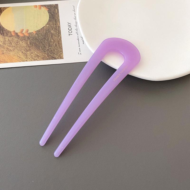 Simple Leopard Print Acetate Geometric U-shaped for Women's Hair Clip Elegant Retro Chinese Coiled Hair Accessory Hairpin