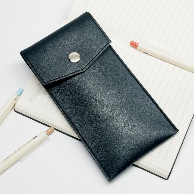 Pu Leather Pencil Case Storage Bag Student Glasses Portable Stationery Bag Large-Capacity Business Office Pen Storage Bag